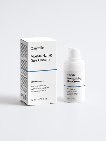 Clairvelle moisturizing day cream packaging on a white background